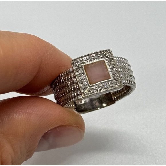 925 STERLING SILVER MORGANITE & GOSHENITE RING SIZE 7 - Picture 3 of 10